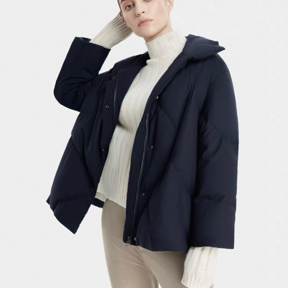 Ports Dark Navy Quilted Wool Shell and Goose Down Puffer Jacket